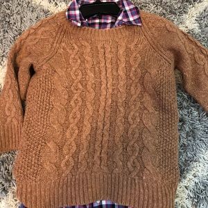 J crew tan cable knit sweater great for layering!!